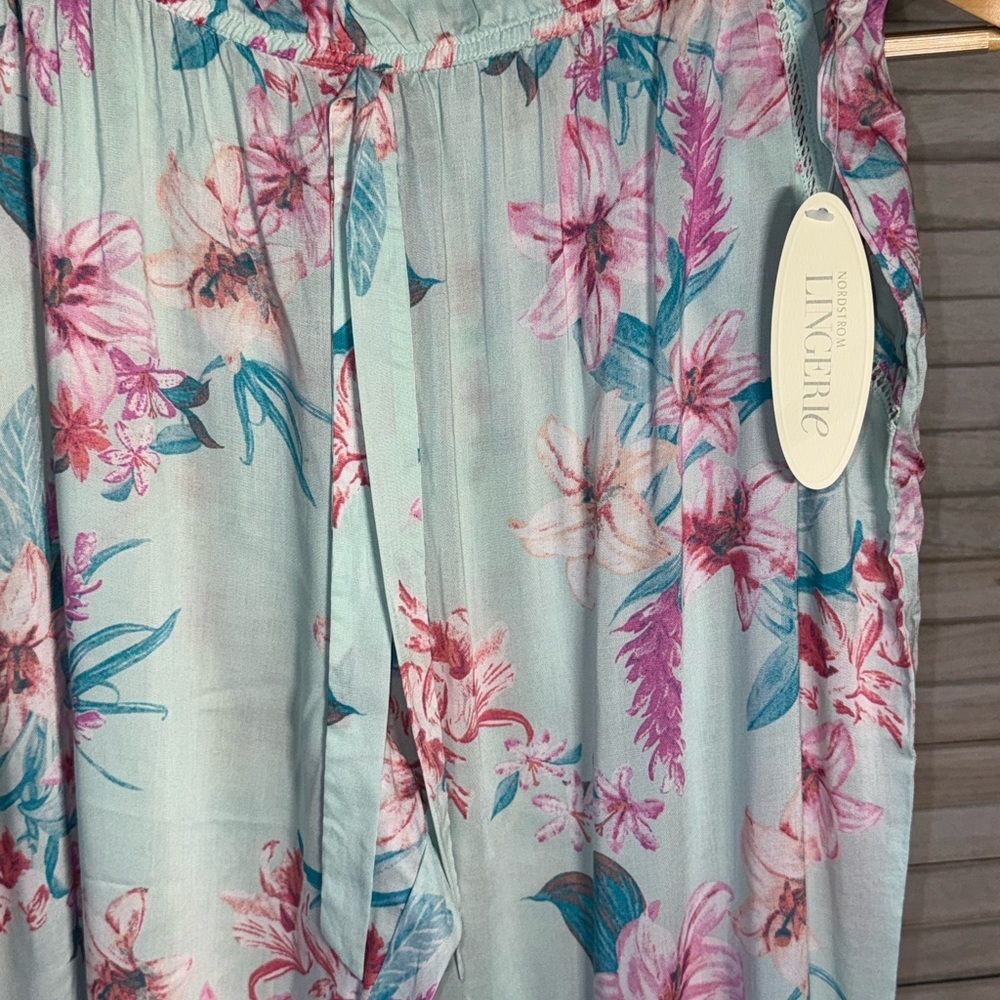 NWT Nordstrom Moonlight Eco Pajama Pants XL Green Veil Exotic Bloom Print - Picture 2 of 6